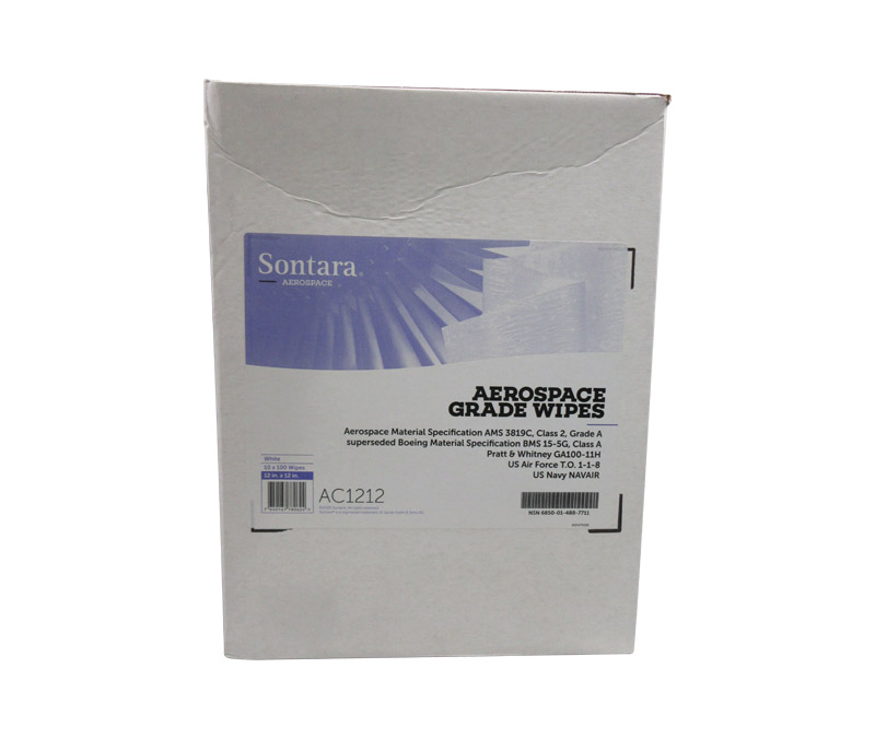 Sontara® AC 1212 White 12" x 12" Aerospace Grade Wipes - 100 Wipe Bag/10 Bag Case
