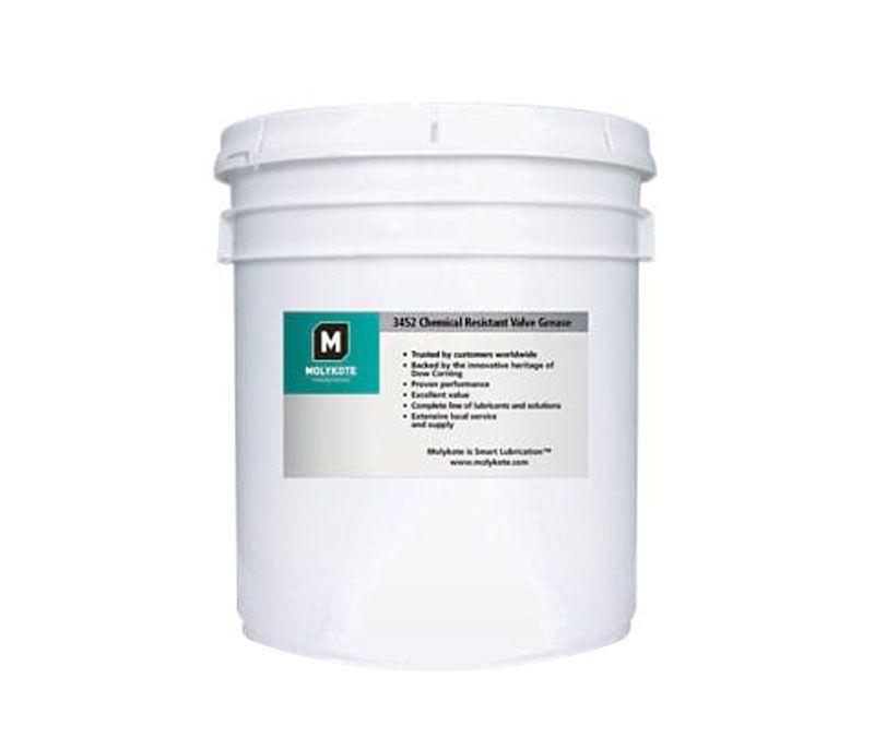 DUPONT™ MOLYKOTE® 3452 White Translucent Chemical Resistant Valve Grease - 18.1 Kg (40 lb) Pail
