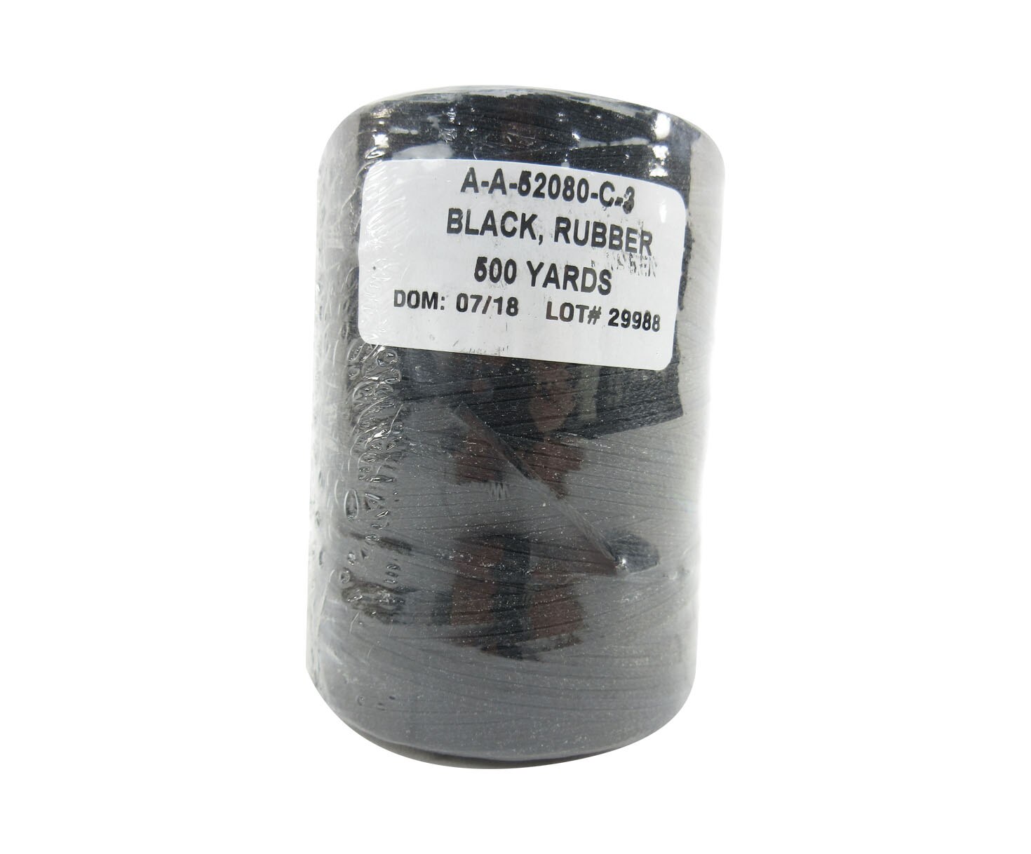 Military Specification A-A-52080-C-3 Black Nylon/Synthetic Rubber Finish Tape, Lacing & Tying Cord - 500 Yard Spool