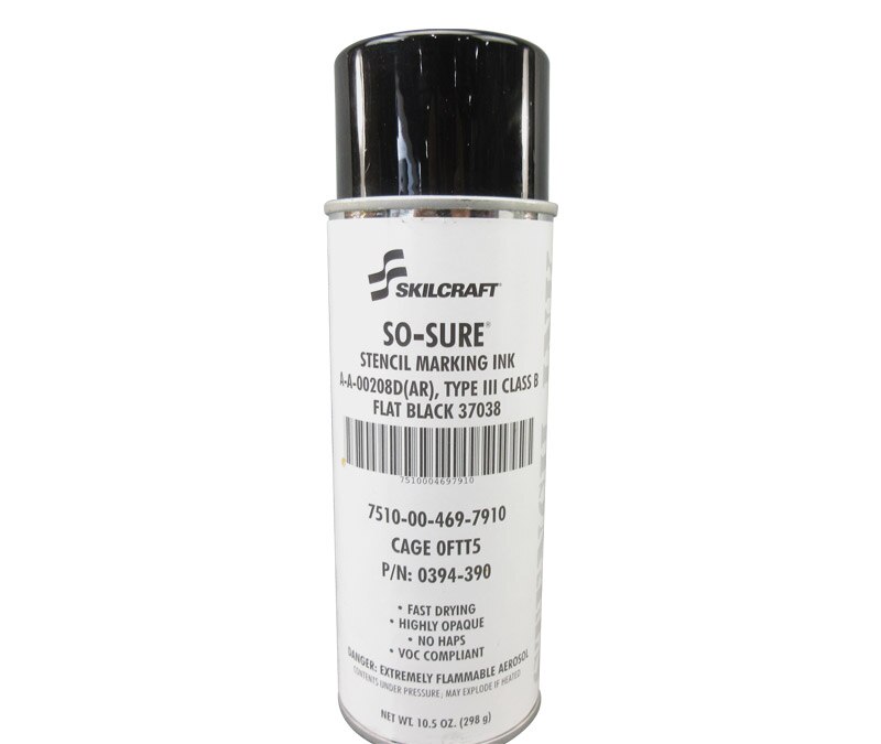 Skilcraft® 0674-390 ECO SURE® FS 37038 Flat Black A-A-2787A Type I Spec Industrial Enamel Paint - 11 oz Aerosol Can