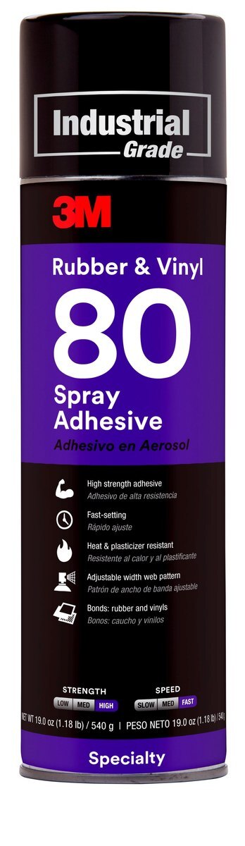 3M™ 021200-82618 Yellow 80 Rubber and Vinyl Spray Adhesive - 539 Gram (19 oz) Aerosol Can