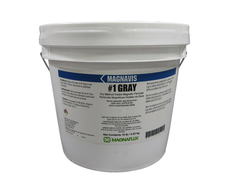 MAGNAFLUX® 01-1716-69 MAGNAVIS® #1 Gray Colored, Non-fluorescent Magnetic Particles - 10 lb Pail