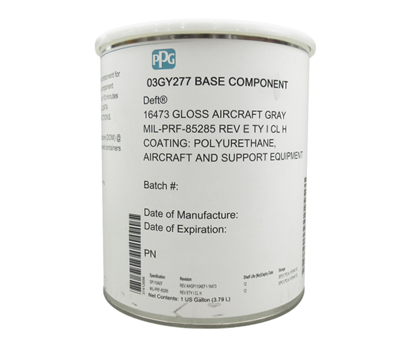 PPG® Deft® 03-GY-277 FS#16473 Gloss Gray MIL-PRF-85285E Type I, Class H Spec Polyurethane Military Topcoat - Gallon Kit