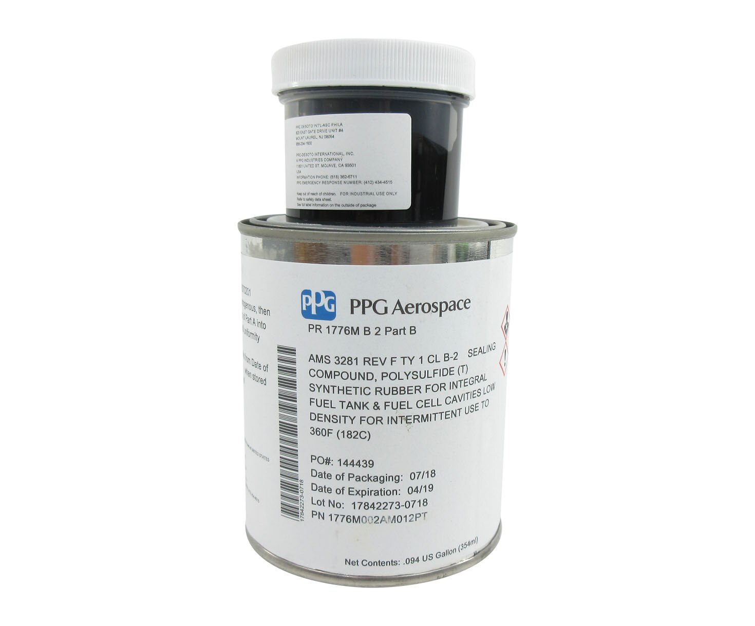 PPG® PR-1776M B-2 AMS-3281 Type 1, Class B-2 Spec Low Weight Fuel Tank Sealant - Pint Kit