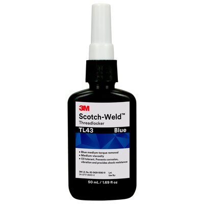 3M™ 051115-25139 Scotch-Weld™ TL43 Blue Threadlocker - 50 mL (1.69 oz) Bottle