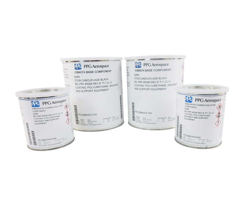 PPG® Deft® 03-BK-074 FS#37038 Black MIL-PRF-85285E Type I, Class H Spec Polyurethane Military Topcoat - 2 Gallon Kit