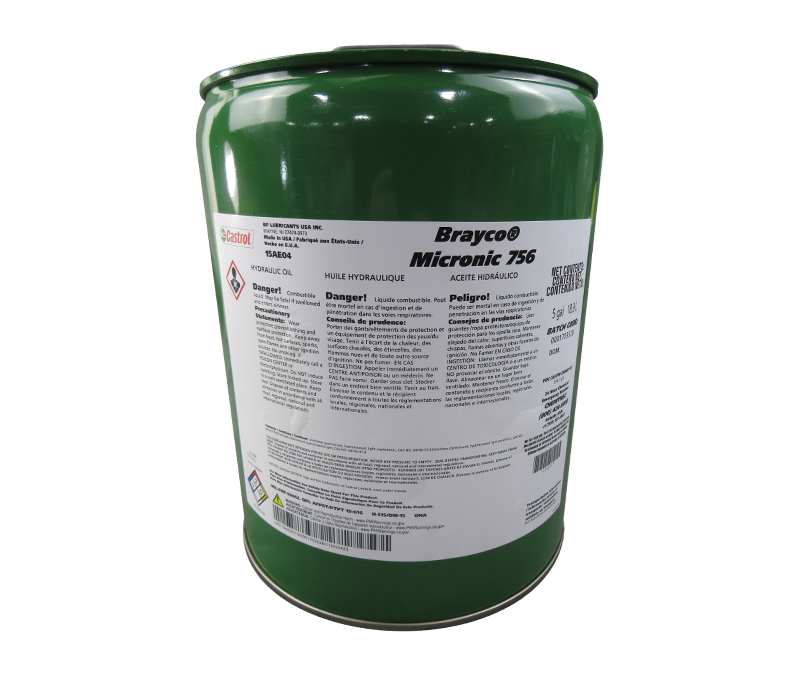 Castrol® Brayco™ Micronic 756 MIL-PRF-5606J Spec Petroleum Based Aircraft Hydraulic Fluid - 5 Gallon Pail