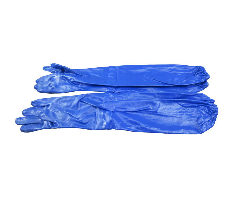 North Nitri-Knit™ NK803ES/10 Blue 26" Long Rough Finish Supported Chemical-Resistant Nitrile Gloves
