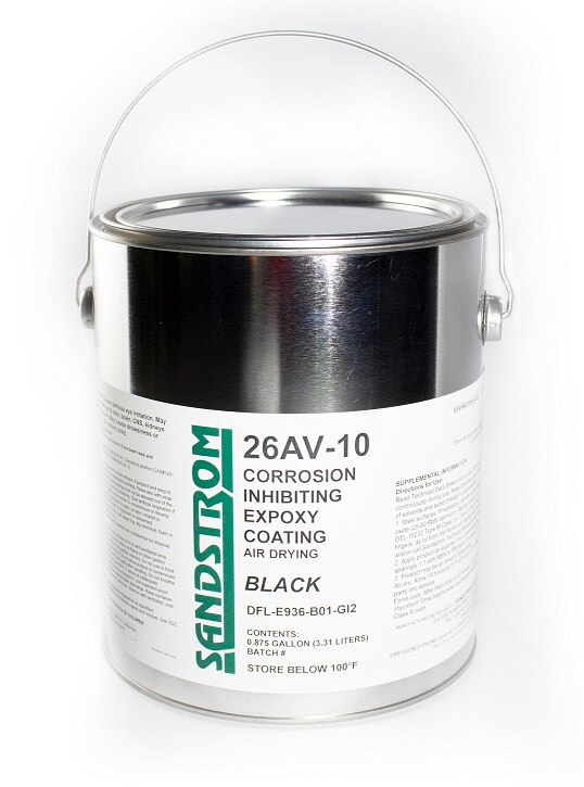 Sandstrom 26AV-10 Black Air Drying Corrosion Inhibiting Heat & Chemical Resistant Epoxy Coating - 87.5% Gallon Can