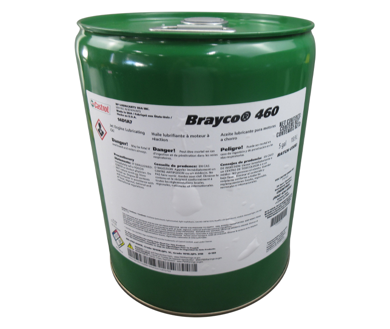 Castrol® Brayco™ 460 MIL-PRF-6081E Grade 1010/1010N Spec Jet Engine Lubricating Oil - 5 Gallon Pail