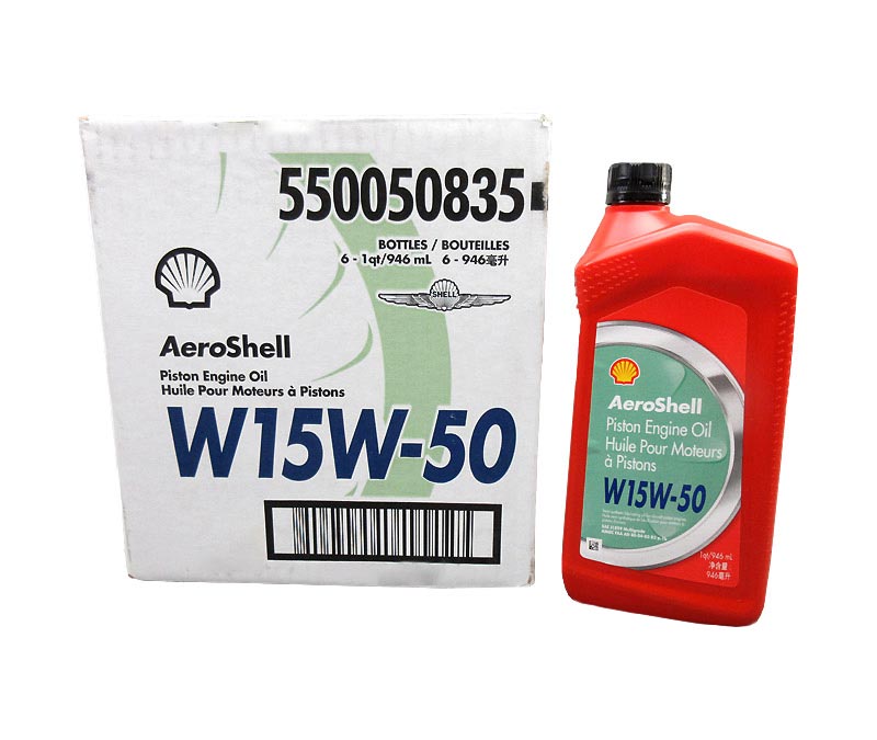 AeroShell™ Oil 15W-50 Semi-Synthetic Aircraft Piston Engine Oil - 6 Quart/Case