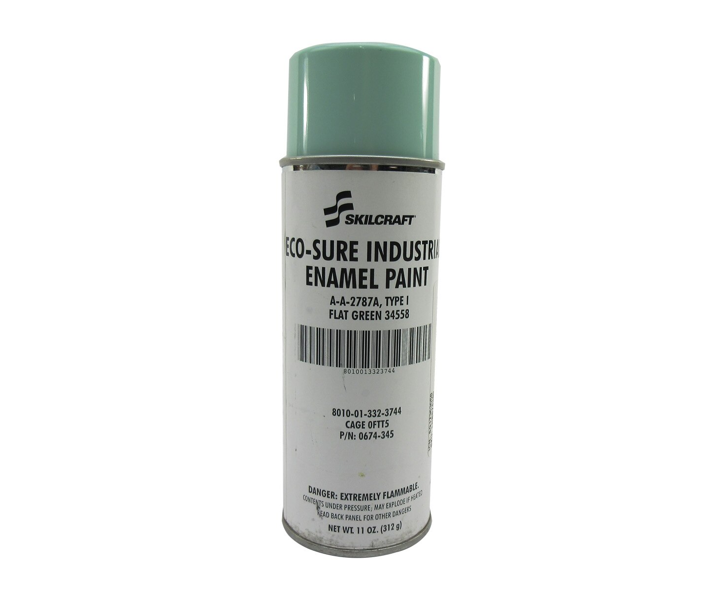 Skilcraft® 0674-345 ECO SURE® FS 34558 Flat Green A-A-2787A Type I Spec Industrial Enamel Paint - 11 oz Aerosol Can