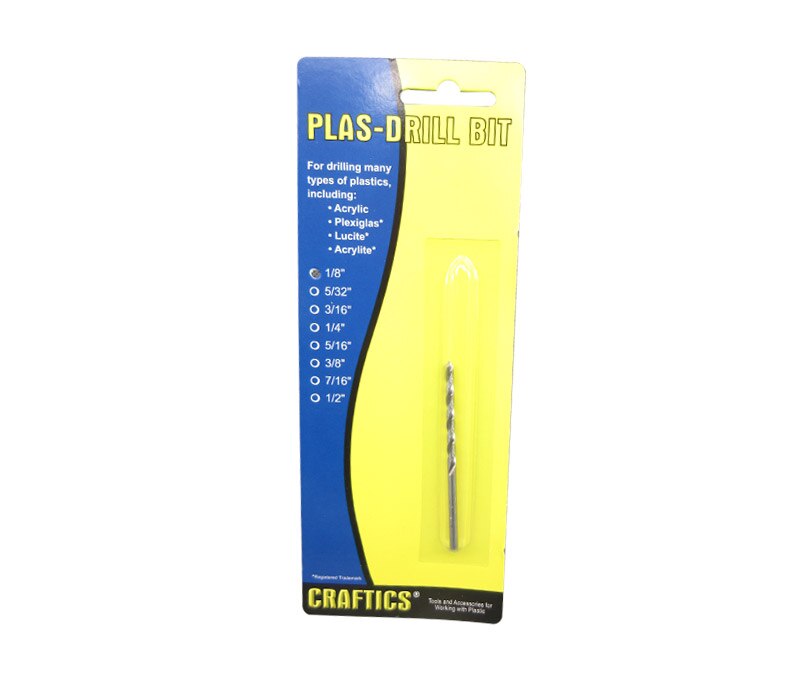 CRAFTICS® AC55-1/8" Acrylic®, Plexiglass®, Lucite® & Acrylite® 90° Point, 0° Rake PLAS-DRIL BIT™