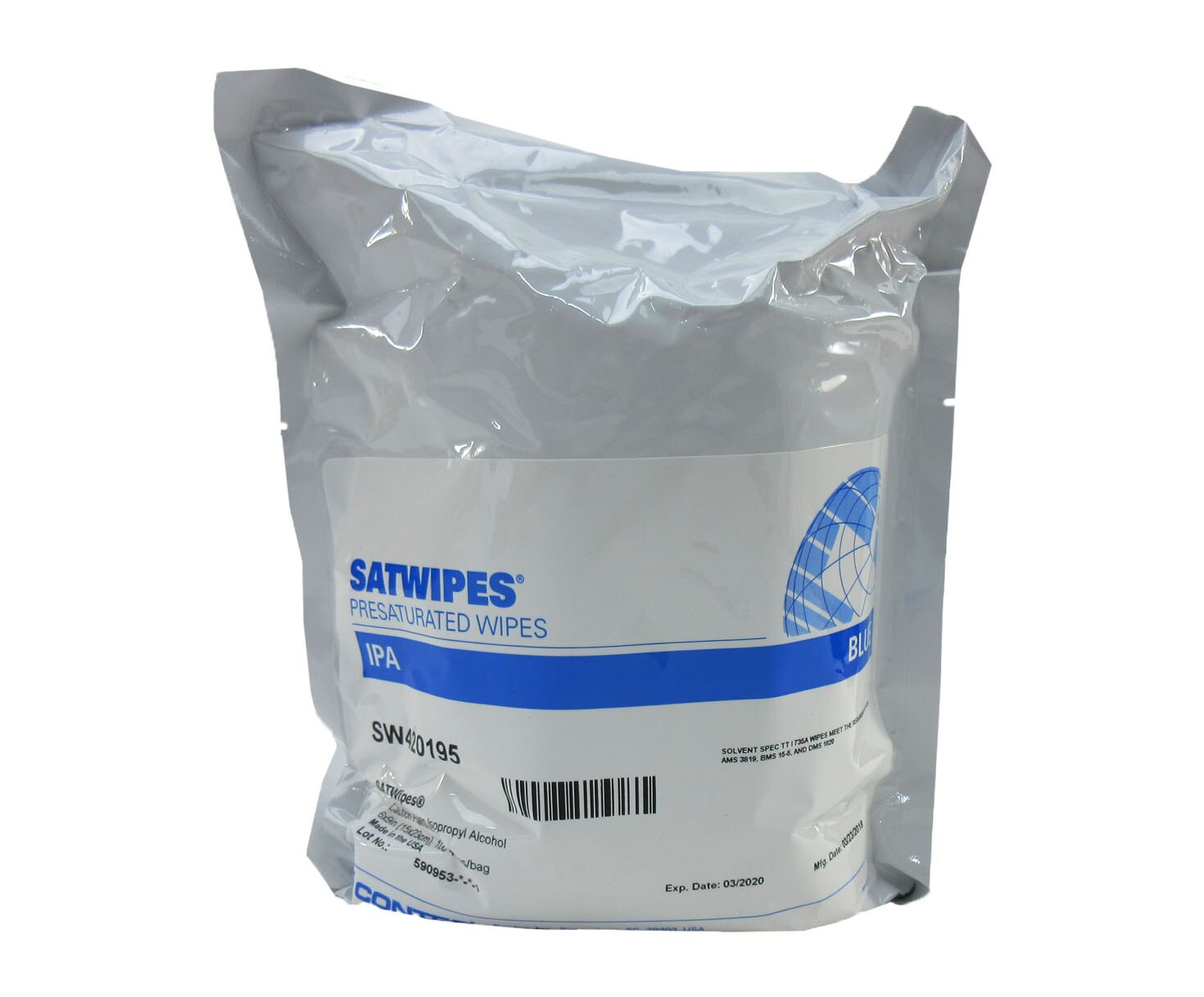 SATWIPES® SW420195 100% 800 mL Isopropyl Alcohol - 100 Saturated 6" x 9" Wipe/Roll