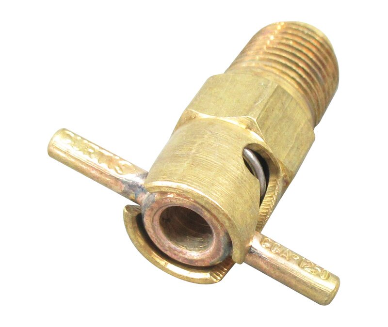 Curtis CCA-1250 Brass 1/8" NPT x .790 Long Spiral to Open/Turn to Lock Pipe Thread Fuel Drain Valve