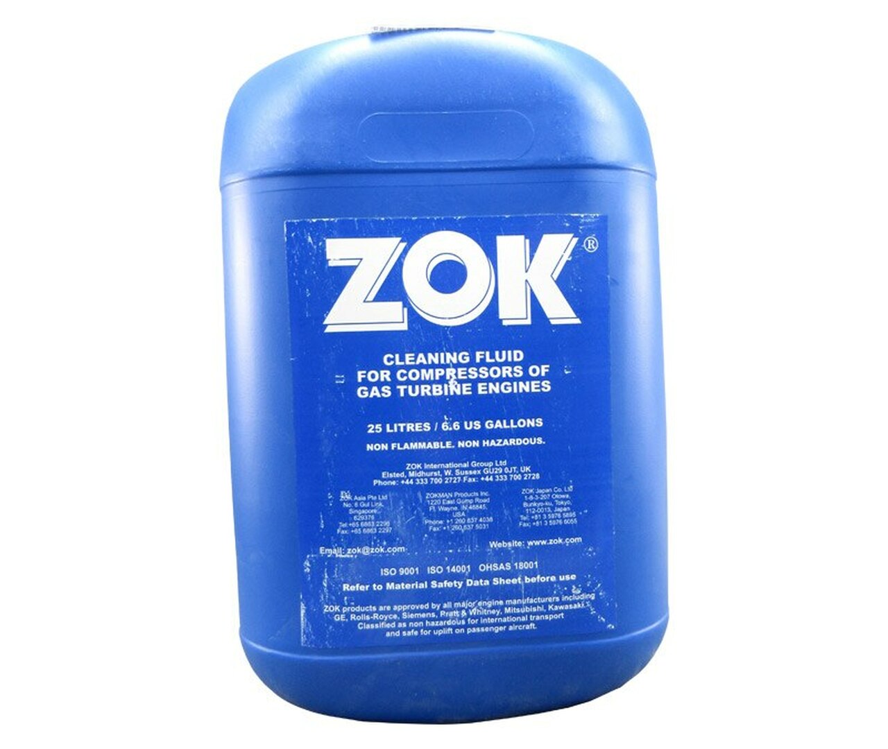 ZOK® 27 MIL-PRF-85704C Spec Concentrated Gas Turbine Compressor Cleaning Fluid - 6.6 Gallon (25 Liter) Pail