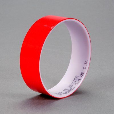 3M™ 021200-03573 Red 850 Polyester 1.9 Mil Film Tape - 1" x 72 Yard Roll - 6/Pack