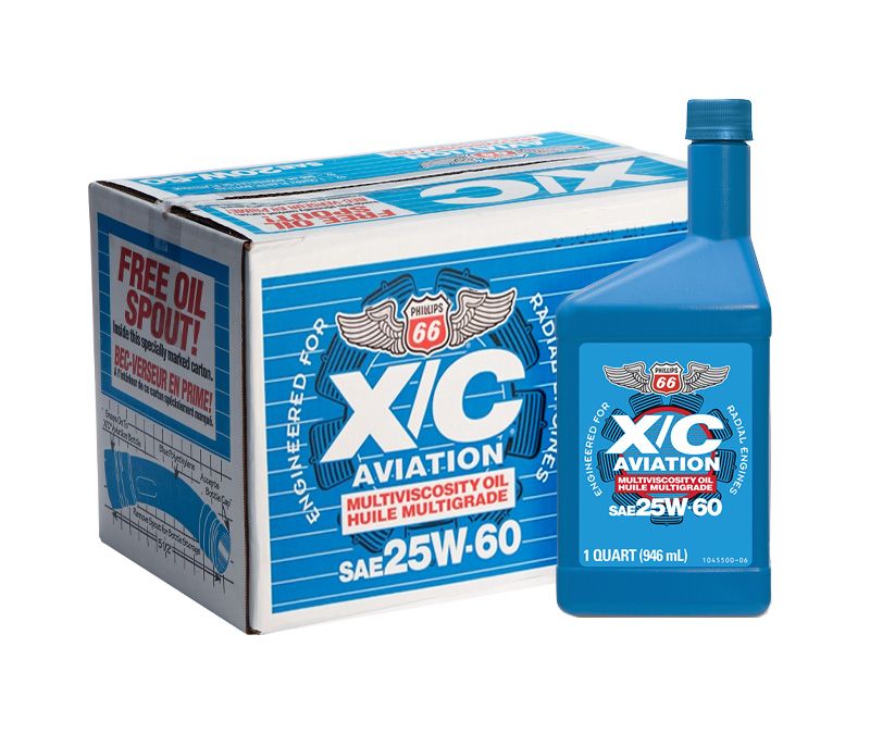 Phillips 66® X/C® 25W-60 Multi-Grade Radial Engine Aircraft Oil - 12 Quart/Case