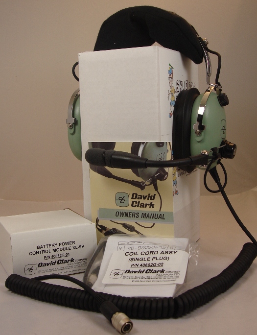 David Clark 40600G-03 Model H10-13HXL Portable Modular Battery Powered Electronic Noise-Cancelling Helicopter Headset