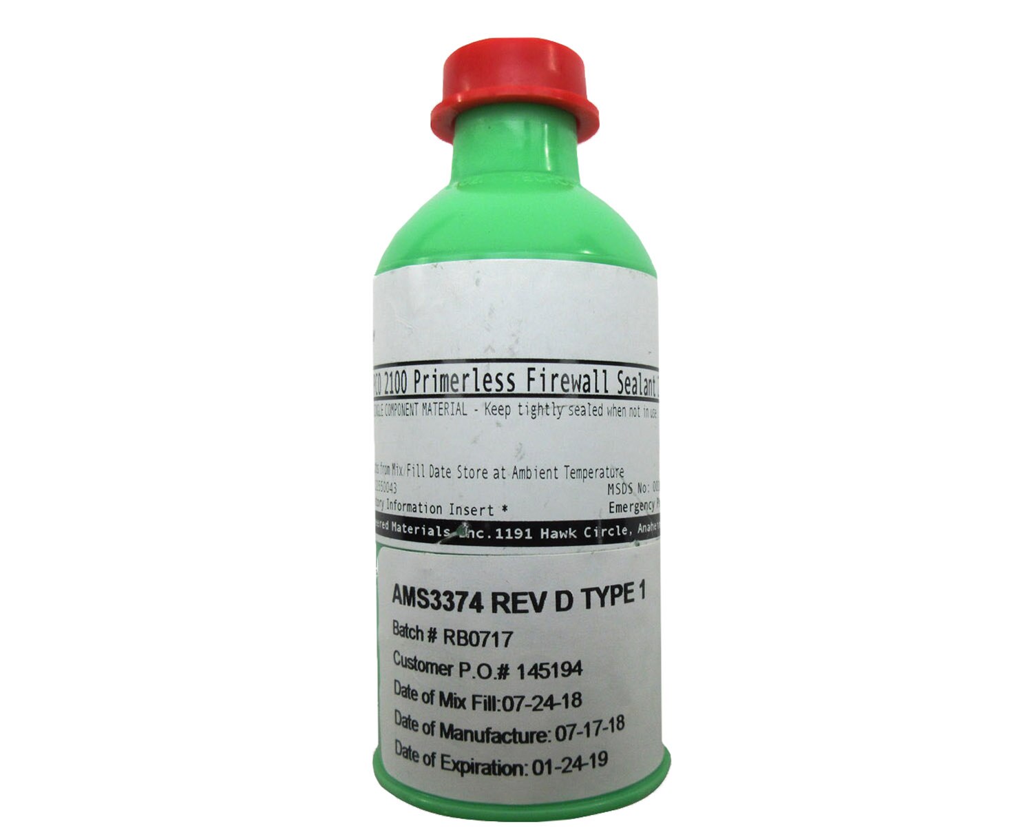 DAPCO® 2100 BMS 5-63N, Form A, Class B-4, Ty II & AMS3374D Type 1 Spec Primerless Silicone Firewall Sealant - 2.5 oz Cartridge