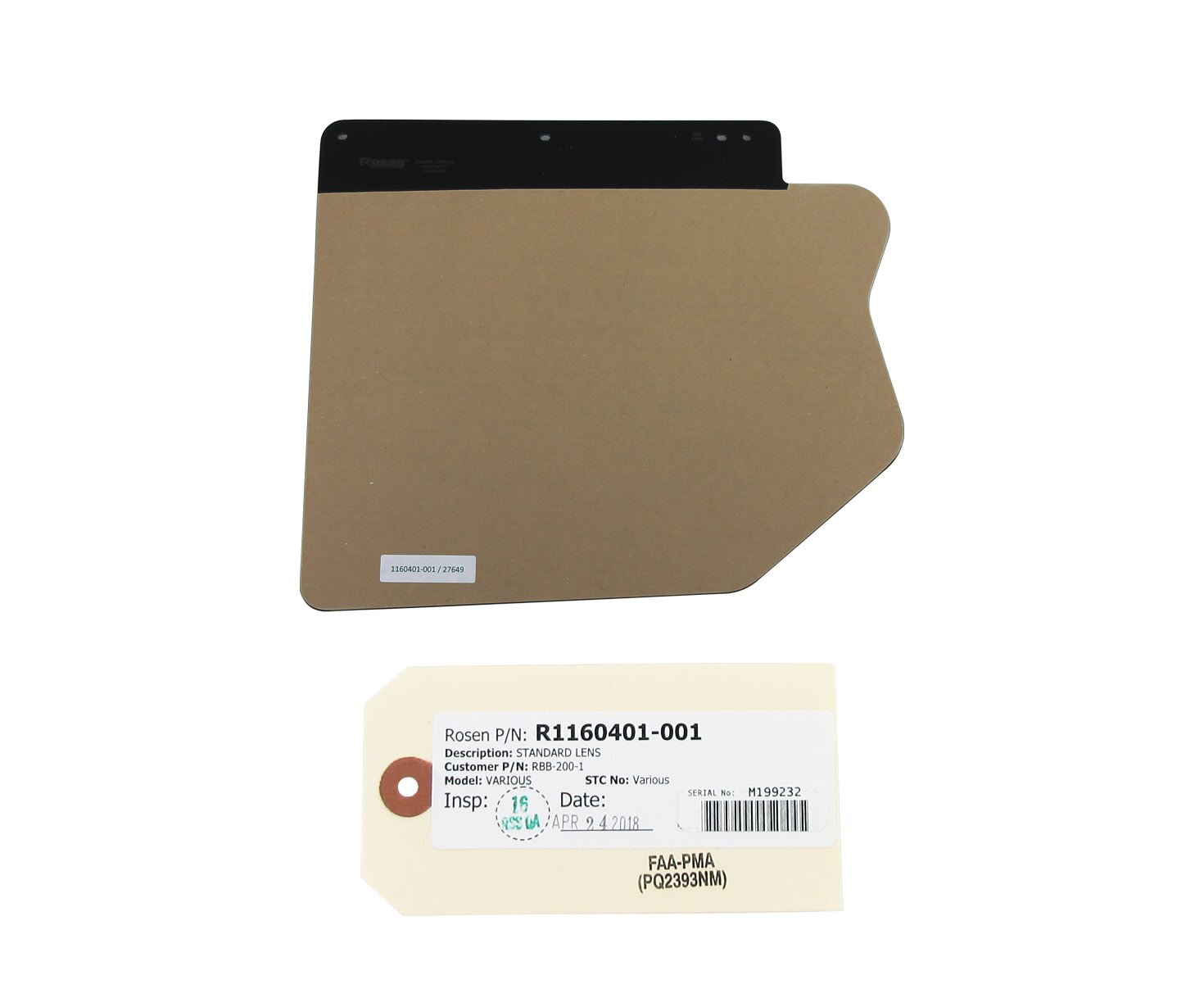 Rosen RBB-200-1 Textron Beechcraft Bonanza & Baron 2-Axis Gray Replacement Sunvisor System Lens Only