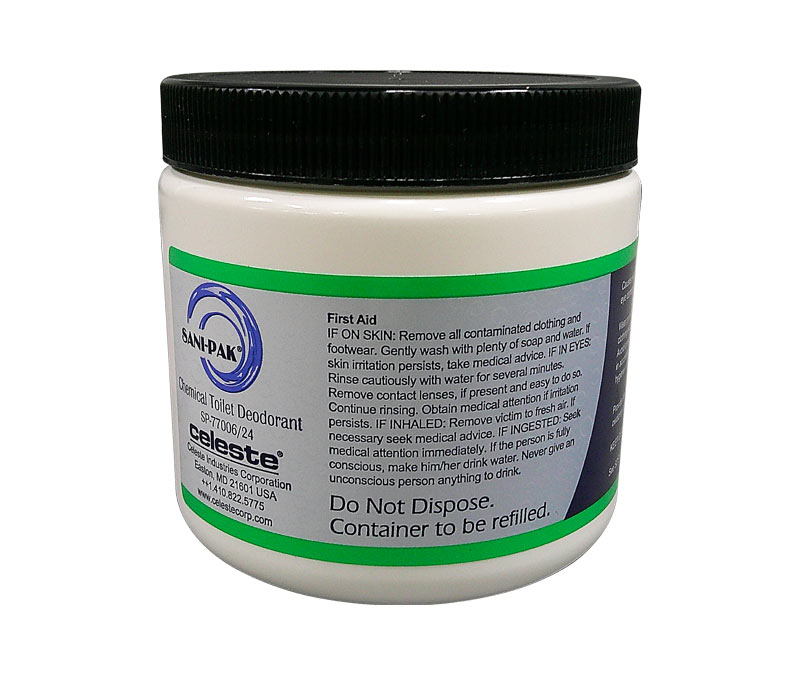 Celeste® SANI-PAK® SP-77006/24 Blue Powder Chemical Toilet Deodorant - 6 Gram Packet - Jar of 20