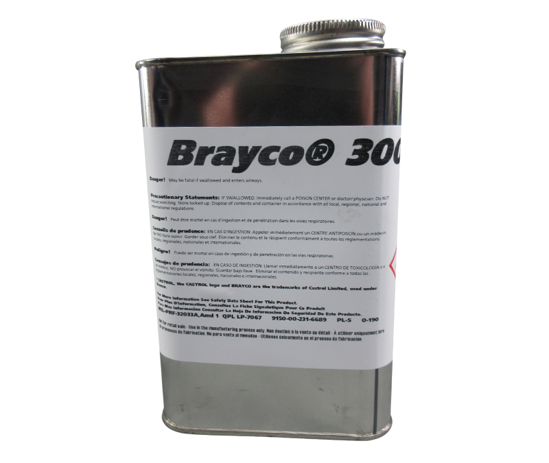Castrol® Brayco™ 300 MIL-PRF-32033A Type I Class 1 Spec General-Purpose Water Displacing Lubricating Oil - Quart Can