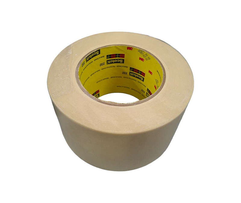 3M™ 021200-02858 Scotch® 232 Tan 6.3 Mil High Performance Masking Tape - 72 mm x 88 m Roll