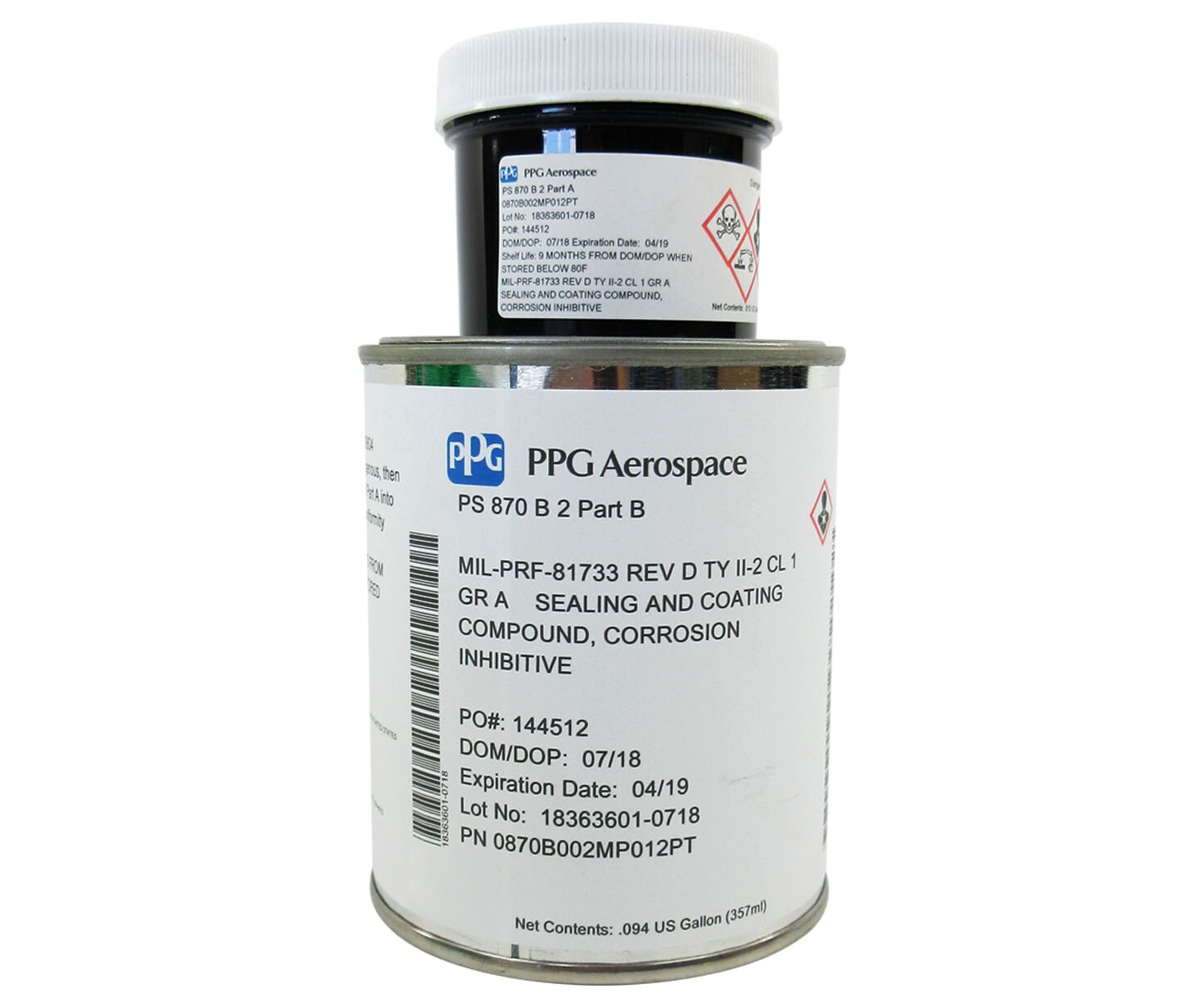 PPG® P/S 870 B-2 MIL-PRF-81733D Ty II-2, Class 1, GA Spec Corrosion Inhibitive Sealant - Pint Kit