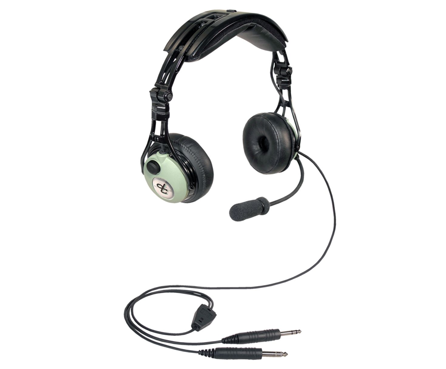 David Clark 43106G-01 Model DC PRO-2 Passive Mono 5' Straight Cord Standard Dual Plugs Aircraft Headset