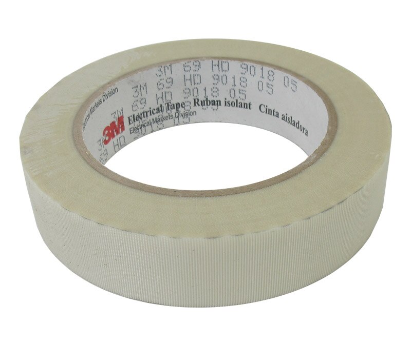3M™ 054007-27494 Scotch® 69 White 7 Mil Glass Cloth Electrical Tape - 1" x 36 Yard Roll