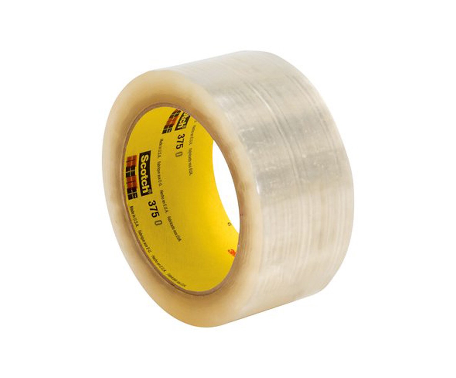 3M™ 021200-72406 Scotch® 375 Clear 3.1 Mil Box Sealing Tape - 48 mm x 50 m Roll - 36/Case