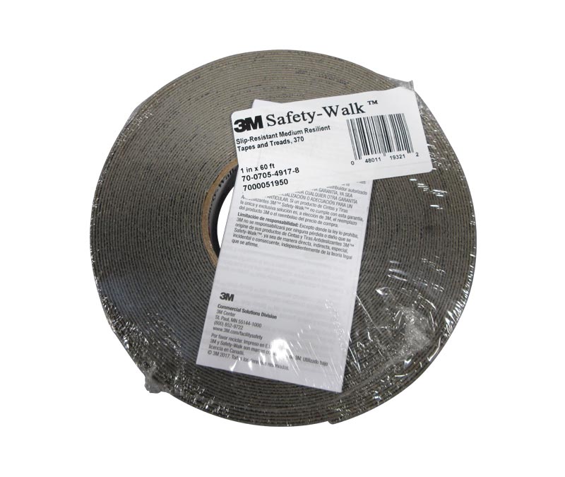3M™ 048011-19321 Safety-Walk™ 370 Gray Slip-Resistant Medium Resilient Tapes & Treads - 1" x 60' Roll