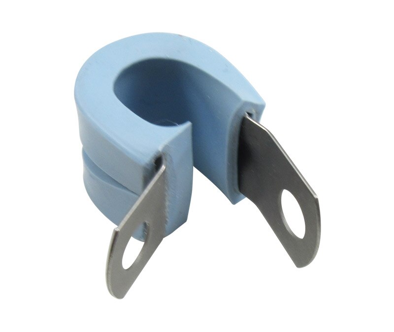 Military Specification M85052/3-6 Crescent Steel Blue Nitrile Rubber Clamp, Loop