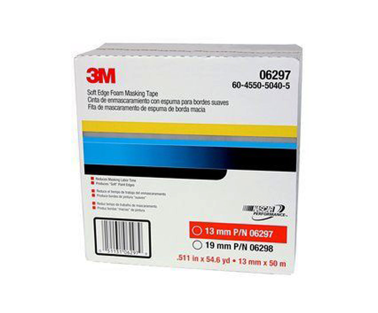 3M™ 051131-06298 White 06298 Soft Edge Foam Masking Tape - 19 mm x 35 m Roll