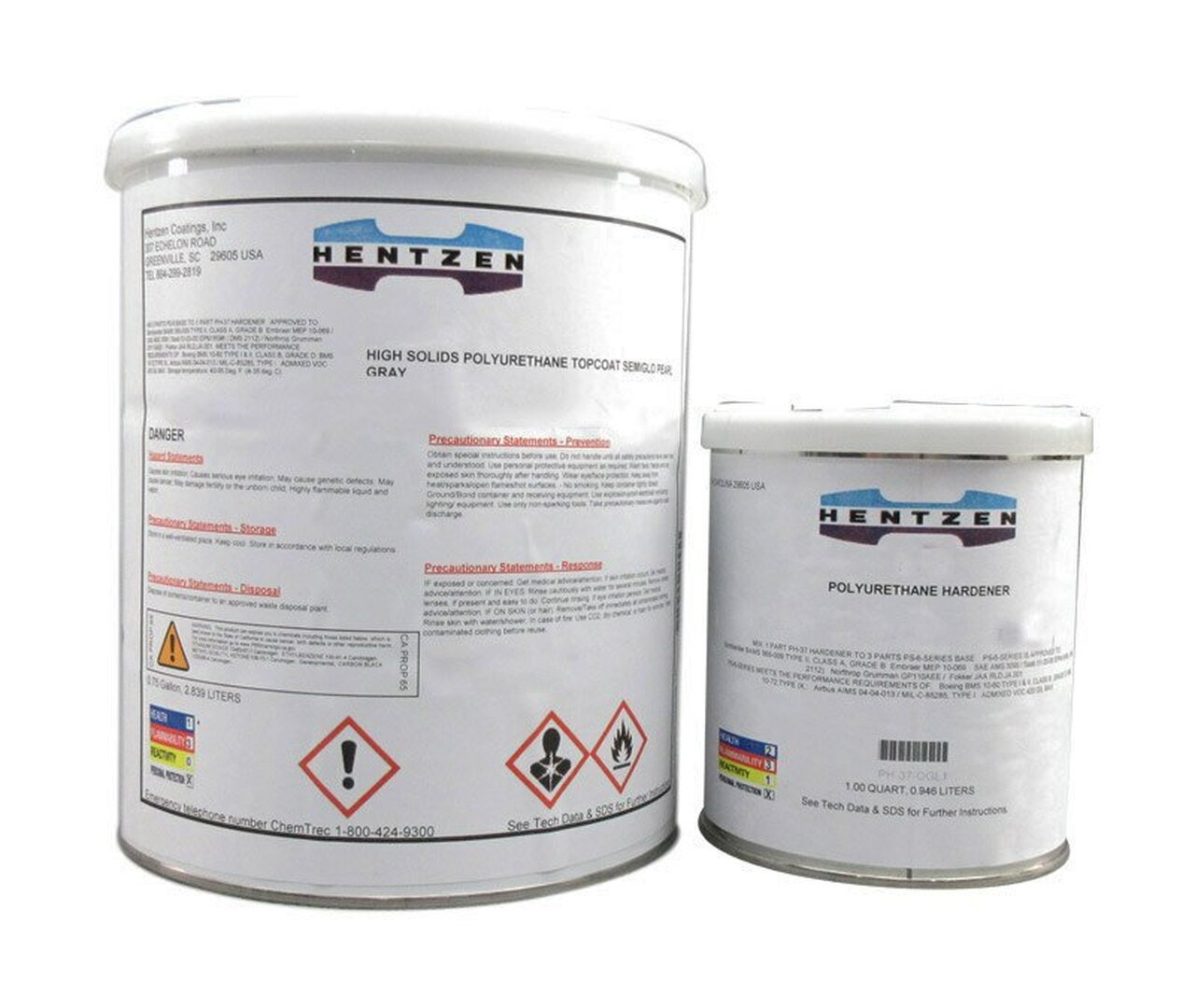 HENTZEN 35508KPX/35502CMU FS#37038 Flat Black MIL-PRF-85285E Type IV Spec 3.5 VOC High-Solids Polyurethane Topcoat - Gallon Kit