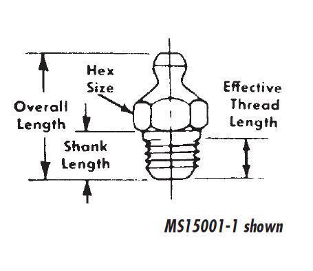 Military Standard MS15001-3 Steel Fitting, Lubrication