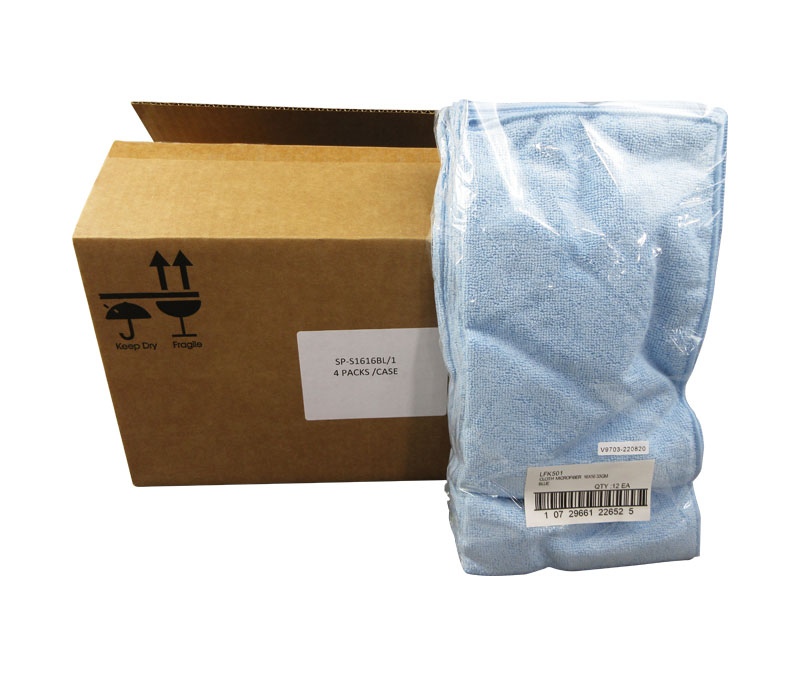 Celeste® SPS-1616BL1 Blue 16" x 16" 70% Polyester-30% Polyamide Microfiber Cloth Towel - Case of 48