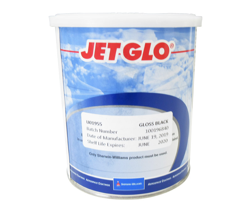 JET GLO® U01955 Gloss Black Polyester Urethane Topcoat Paint - Quart Can