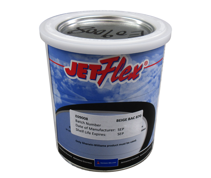 JETFlex® E09008 BAC870 Beige Flat Top Coat Paint, Solvent Polyurethane Aircraft Interior Finish Coating - 7/8 Quart Can