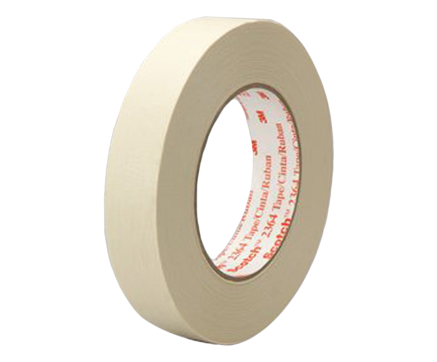 3M™ 021200-44577 Scotch® 2364 Tan 6.5 Mil Performance Masking Tape - 12 mm x 55 m Roll - 144/Case