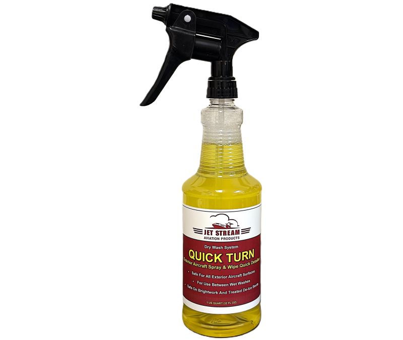 JET STREAM® JSQT1 QUICK TURN™ Yellow Exterior Aircraft Spray & Wipe Quick Detailer Wash - 32 oz Trigger-Spray Bottle