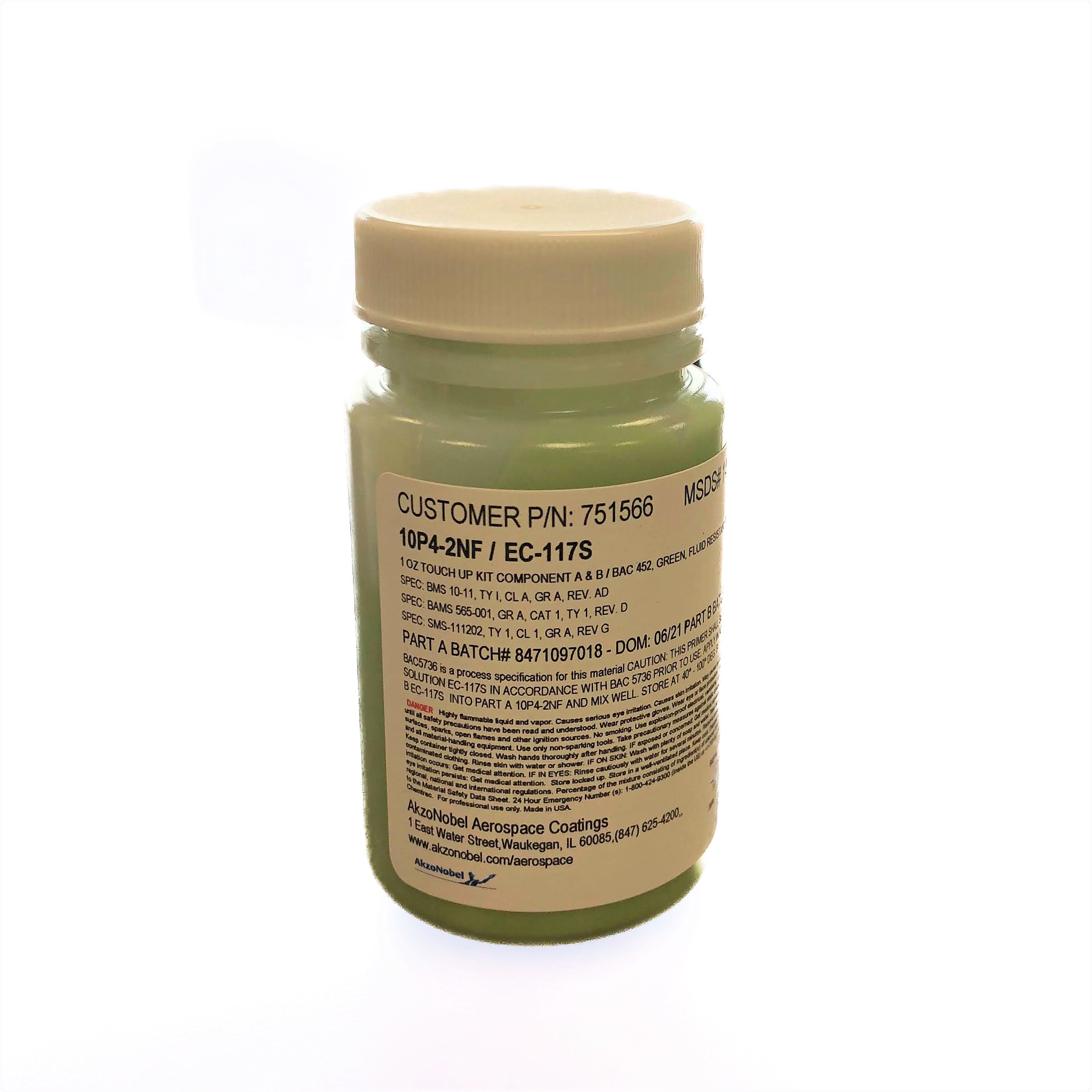 AkzoNobel 454-4-1/CA-109 Yellow BMS 10-20 Type II, Class A, Grade A Spec Integral Fuel Tank Coating - 2 oz Touch Up Kit - 64/Case
