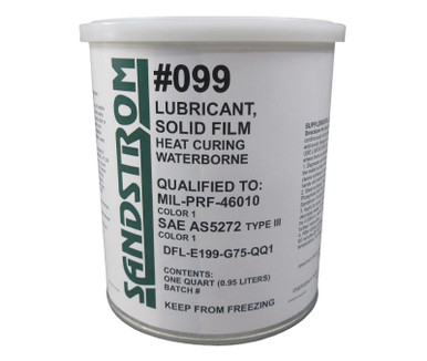 Sandstrom #099 Gray PWA36204B / MIL-PRF-46010H Color 1 Spec Heat Cure Solid  Film Lubricant - Quart Can