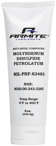 Military Specification MIL-PRF-83483E Gray Molybdenum Disulfide Petrolatum  Anti-Seize Compound - 8 oz Tube