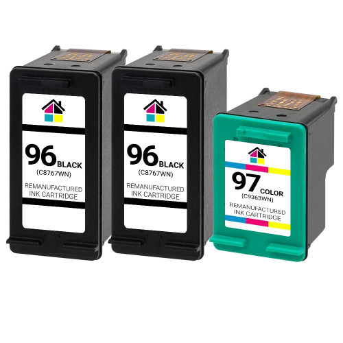 HouseOfInks Remanufactured Ink Cartridge Replacement for HP 96 and 97 3PK - 2B/1C HP_2-96_1-97-3PK