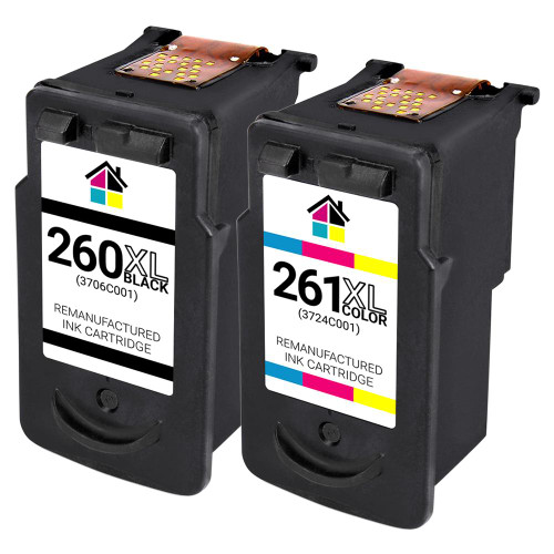 2pk Canon PG-260XL and CL-261XL HY Remanufactured Ink Cartridge or 1B, 1C CANON_1-PG260XL_1-CL261XL-2PK