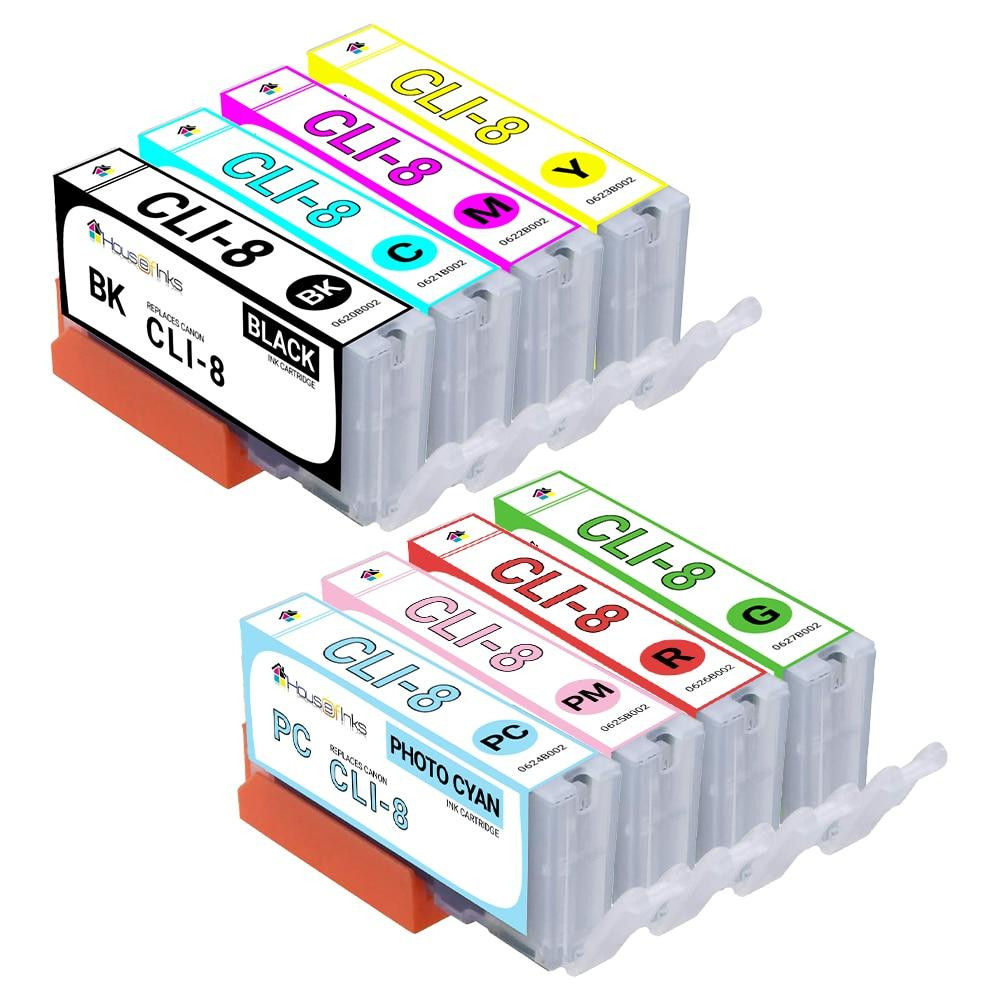 Canon CLI8 Compatible Cartridge 8PK - 1ea. BCMY, Photo Cyan/Magenta + Red, Green