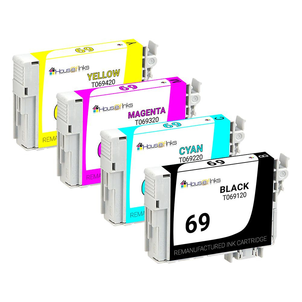Epson 69 Series Remanufactured Ink Cartridges 4PK (1ea. BCMY) Combo