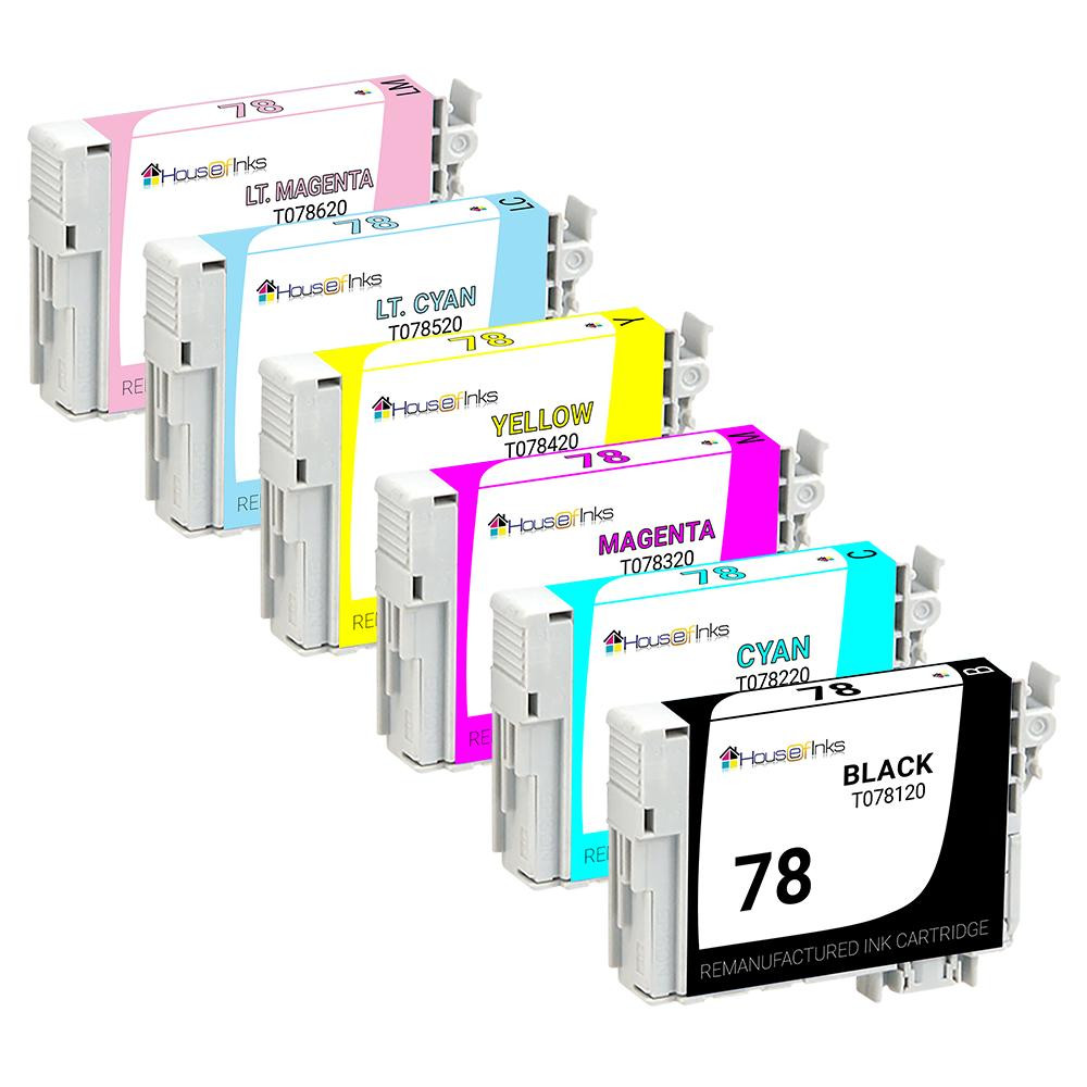Epson 78 Remanufactured Ink Cartridge 6PK - 1 set BCMY, Lt Cyan, Lt Magenta